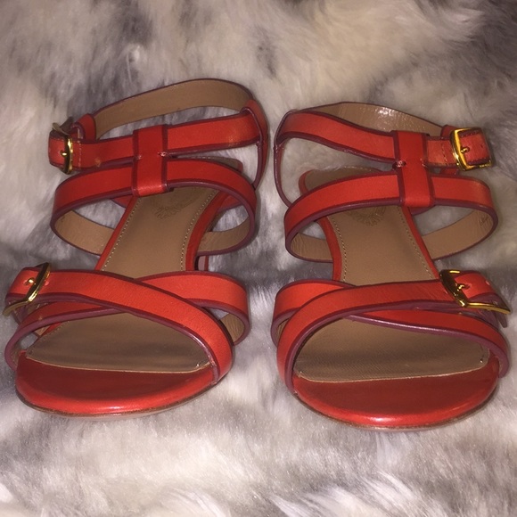 ELIE TAHARI Red Leather Georgia Strappy Heeled Sandals Sz 8.5 - Picture 7 of 8